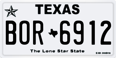 TX license plate BOR6912