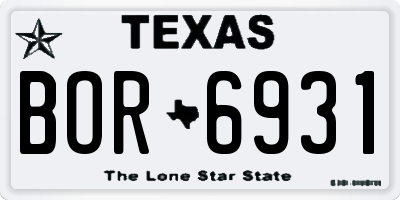 TX license plate BOR6931