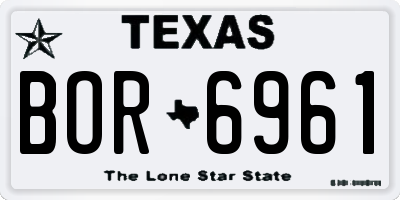 TX license plate BOR6961