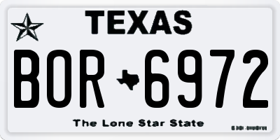 TX license plate BOR6972