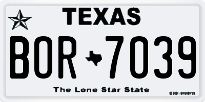 TX license plate BOR7039