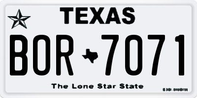 TX license plate BOR7071