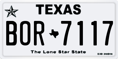 TX license plate BOR7117