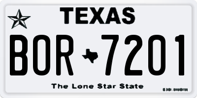 TX license plate BOR7201