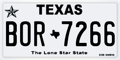 TX license plate BOR7266
