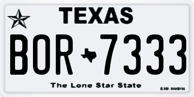 TX license plate BOR7333
