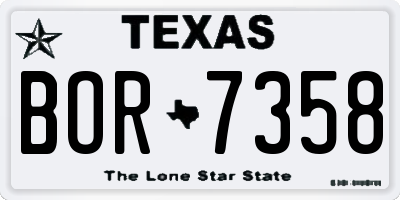 TX license plate BOR7358