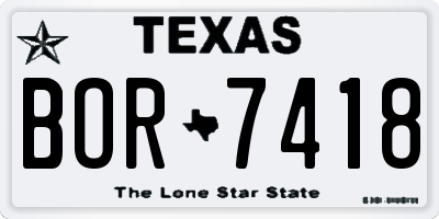 TX license plate BOR7418
