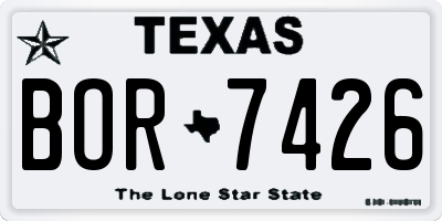 TX license plate BOR7426