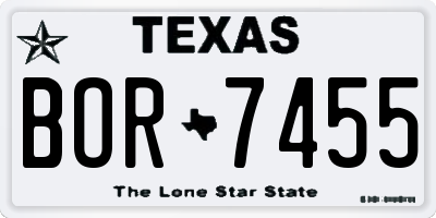 TX license plate BOR7455