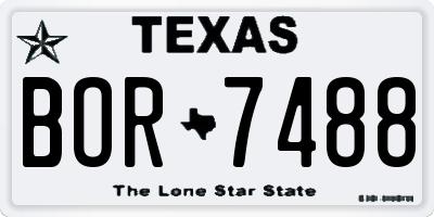 TX license plate BOR7488