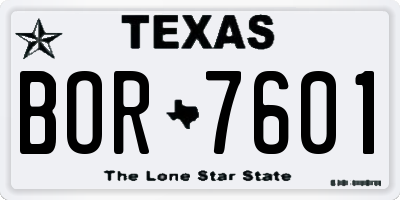 TX license plate BOR7601
