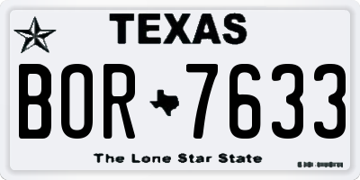 TX license plate BOR7633