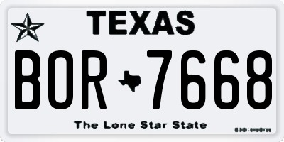 TX license plate BOR7668