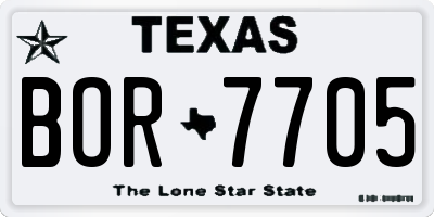 TX license plate BOR7705