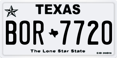 TX license plate BOR7720