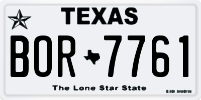 TX license plate BOR7761