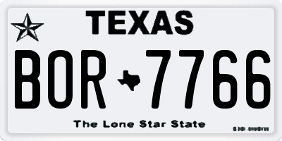 TX license plate BOR7766