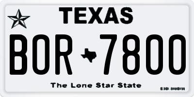 TX license plate BOR7800