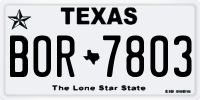 TX license plate BOR7803