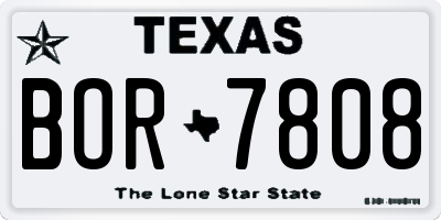 TX license plate BOR7808
