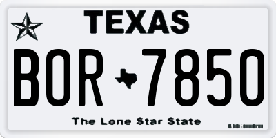 TX license plate BOR7850