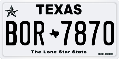 TX license plate BOR7870