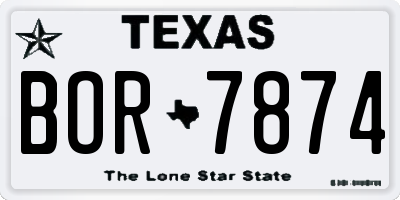 TX license plate BOR7874