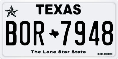 TX license plate BOR7948