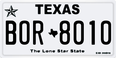 TX license plate BOR8010