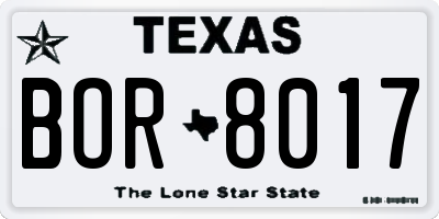 TX license plate BOR8017