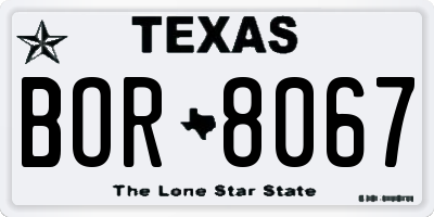 TX license plate BOR8067