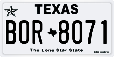 TX license plate BOR8071