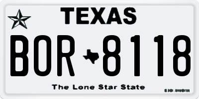 TX license plate BOR8118