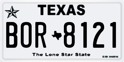 TX license plate BOR8121