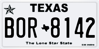 TX license plate BOR8142