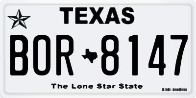 TX license plate BOR8147