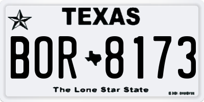 TX license plate BOR8173