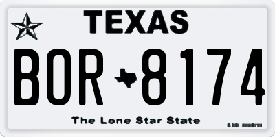 TX license plate BOR8174