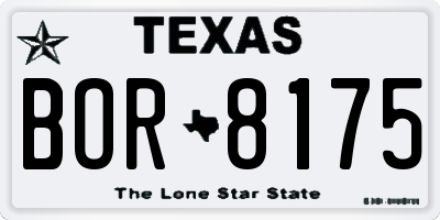 TX license plate BOR8175
