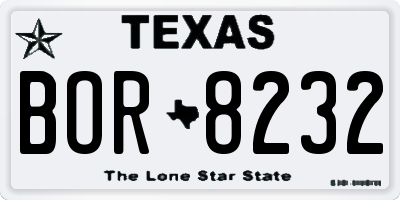 TX license plate BOR8232
