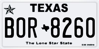 TX license plate BOR8260