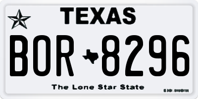 TX license plate BOR8296