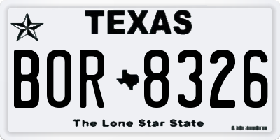 TX license plate BOR8326