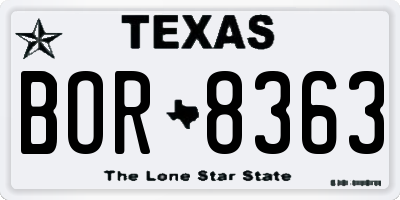 TX license plate BOR8363