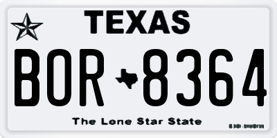 TX license plate BOR8364