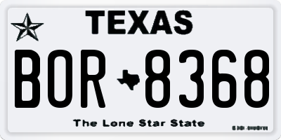 TX license plate BOR8368