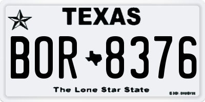 TX license plate BOR8376