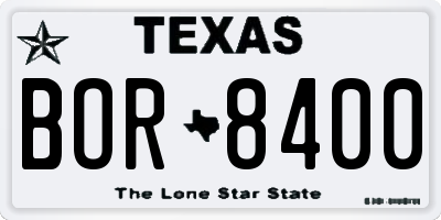 TX license plate BOR8400