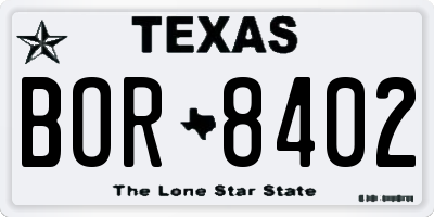 TX license plate BOR8402